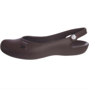 Crocs olivia jeweled slingback flat 8.0 espresso (brown)